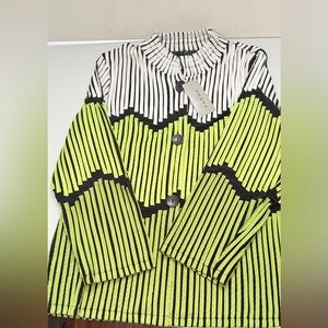 Weavz BOLD Black and Green Striped Jacket Size 1 x